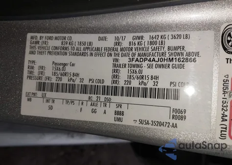 2017 Ford Fiesta S из США, поврежденный, VIN 3FADP4AJ0HM162866